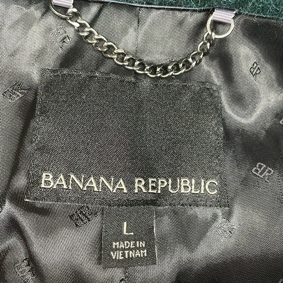 Banana Republic mohair and wool pea coat, size large, forest green - Picture 8 of 9